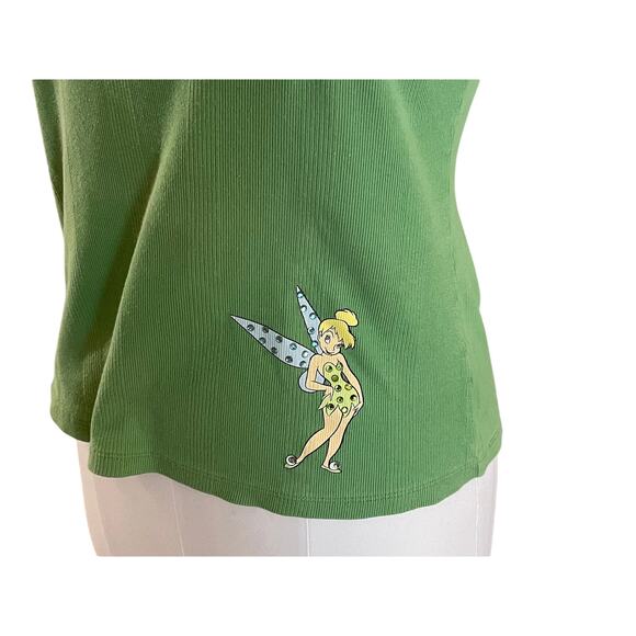 Disney Light Green Tank Top Lace Trim, Tinkerbell, Rhinestones, Size M - Picture 6 of 12